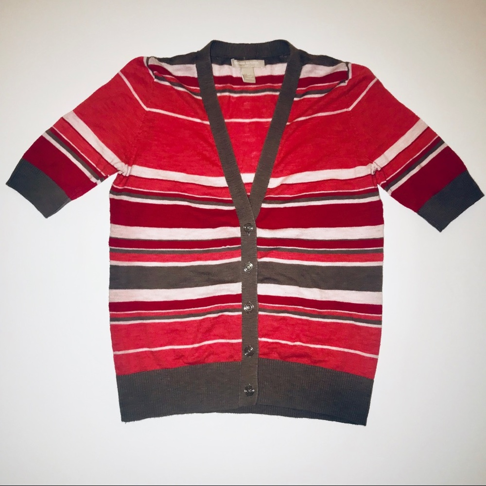 Banana Republic Pretty Striped Cardigan 3/4 Sleeve